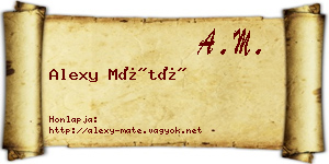 Alexy Máté névjegykártya